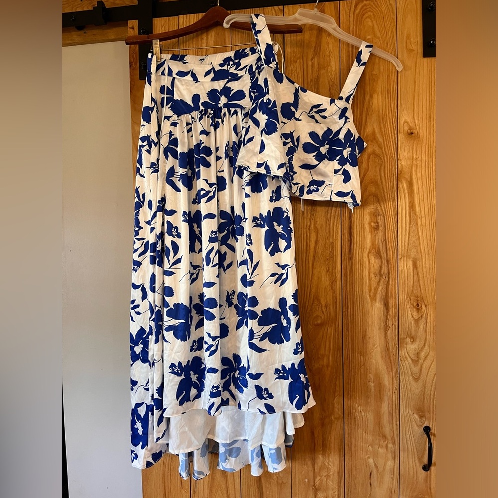 Blue Floral Two-Piece Sundress Set